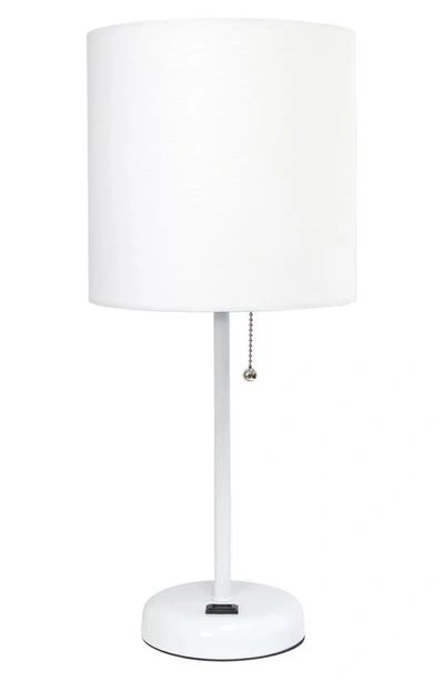 Lalia Home Charging Port Stick Lamp In White/ White