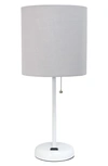 Lalia Home Charging Port Stick Lamp In White/grey