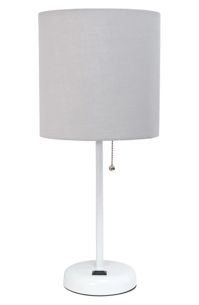 Lalia Home Charging Port Stick Lamp In White/ Grey