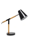 Lalia Home Black Matte Wood Pivoting Desk Lamp In Black Matte
