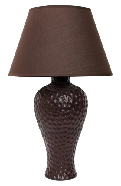 Lalia Home Textured Stucco Curvy Ceramic Lamp In Brown