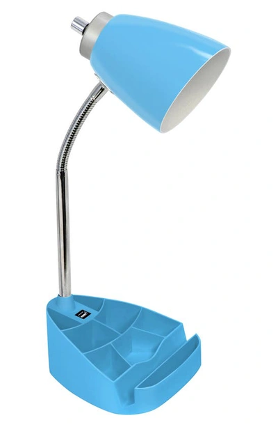 Lalia Home Gooseneck Usb Port Organizer Desk Lamp In Blue