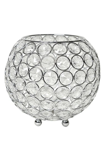 Lalia Home Elipse Crystal Circular Bowl Candle Holder In Chrome