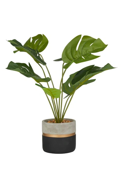 Ginger Birch Studio Green Faux Foliage Monstera Artificial Plant With Colorblock Pot