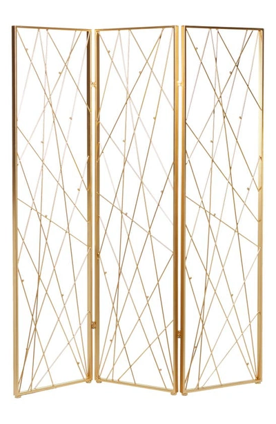 Vivian Lune Home Tall Gold Metal Abstract Pattern Room Divider
