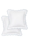 Melange Embroidered Percale Crisp Cotton Double Scallopier Duvet Set In Grey