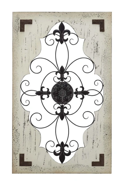 Sonoma Sage Home Rustic Wood And Iron Scroll And Fleur De Lis Framed Wall Decor In Off-white
