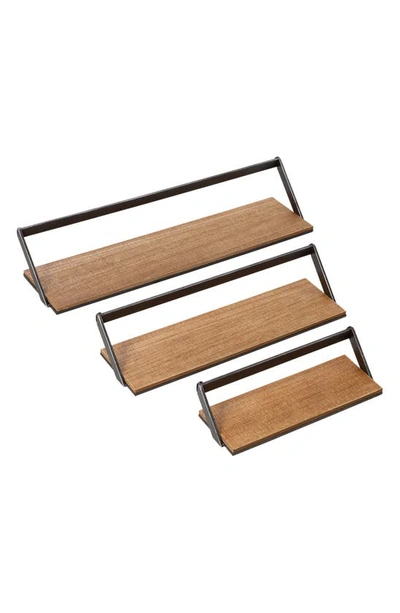 HONEY-CAN-DO METAL & WOOD FLOATING WALL SHELVES