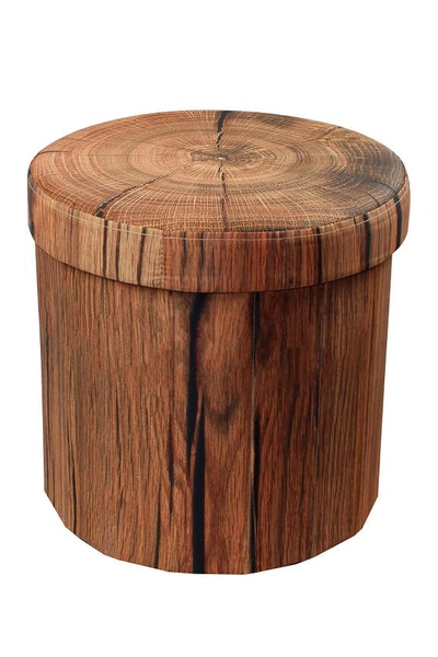 Sorbus Brown Storage Ottoman With Lid Cover In Tree Stump