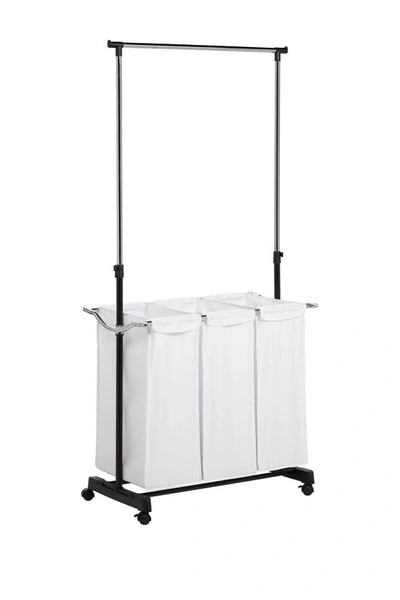 Honey-can-do Triple Sorter Laundry Center With Hanging Bar In White