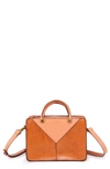 Old Trend Colorblock Leather Tote Crossbody Bag In Caramel