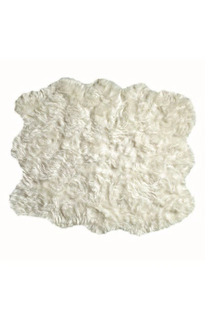 Luxe Gordon Faux Fur Rug In Off White