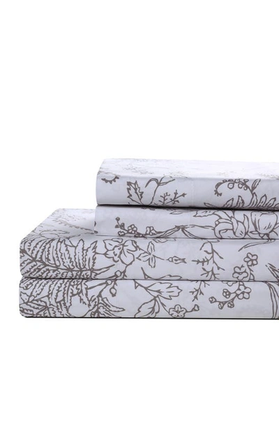 Southshore Fine Linens Winter Brush Sheet Set In White W/warm Sand Flowers