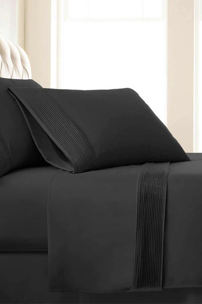 Southshore Fine Linens Premium Collection Pleated Extra Deep Pocket Sheet Set In Black