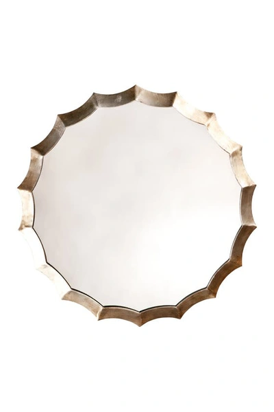 Shine Studio Round Scalloped Mirror In Antique Silver