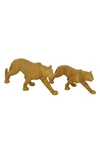 WILLOW ROW GOLDTONE POLYSTONE GLAM LEOPARD SCULPTURE
