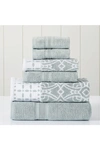 Modern Threads Yarn Dyed Jacquard/solid Towel 6-piece Set In Dark Sage