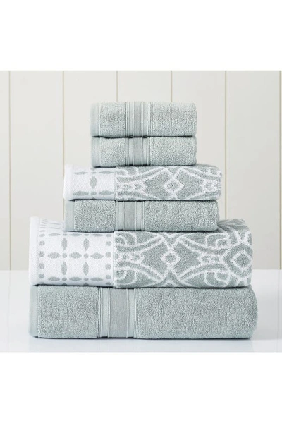 Modern Threads Yarn Dyed Jacquard/solid Towel 6-piece Set In Gray