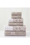 Modern Threads Yarn Dyed Jacquard/solid Towel 6-piece Set In Fawn