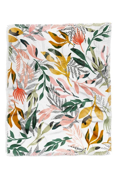 Deny Designs Marta Barragan Camarasa Modern Floral Throw Blanket In Multi