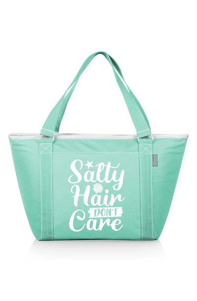 Picnic Time Topanga Salty Hair Don't Care Teal Cooler Tote Bag In Blue