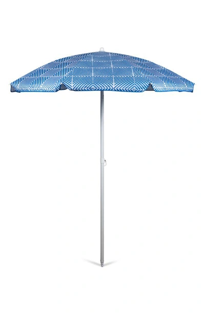 Picnic Time Blue Athens Pattern Portable Beach Umbrella