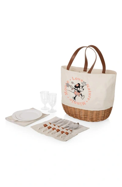 Picnic Time Promenade Minnie Beige Canvas Picnic Basket