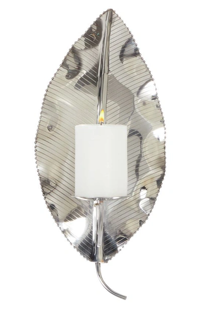 Sonoma Sage Home Silver Stainless Steel Pillar Wall Sconce With Hammered Design