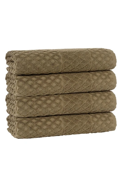 Enchante Home Glossy Turkish Cotton Hand Towel In Olive