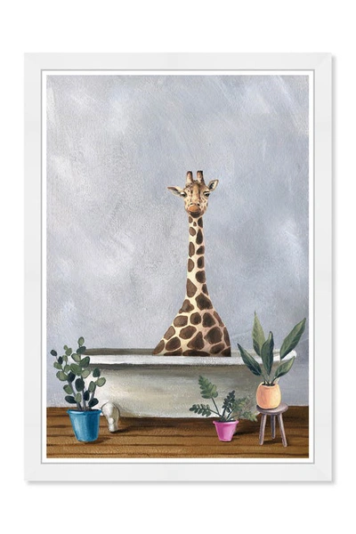 Wynwood Studio Giraffe Bath Gray Bath And Laundry Wall Art In Grey