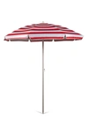 Picnic Time Red Cabana Stripe Portable Beach Umbrella In Red