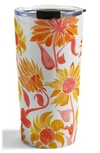 Deny Designs Sunflower Watercolor Fiery Palette By Cat Coquillette Stainless Steel Travel Mug In Multi