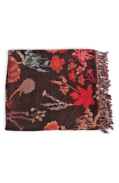 Melange Home Floral Cotton & Wool Blend Blanket In Multi