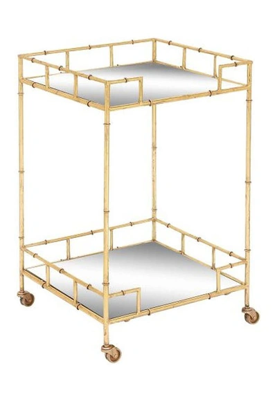 Willow Row Gold-tone Metal Mirror Bar Cart