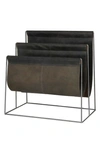SONOMA SAGE HOME BLACK LEATHER 3-SLOT MAGAZINE HOLDER WITH METAL STAND
