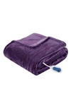 Beautyrest Plush Heated Throw Blanket In Dark Purple