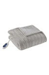 Beautyrest Faux Fur Heated Throw Blanket In Grey