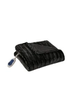 Beautyrest Faux Fur Heated Throw Blanket In Black