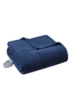 Beautyrest Electric Micro Fleece Heated Blanket With Secure Comfort Technology In Navy