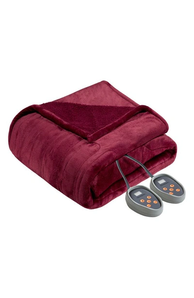 Beautyrest Microlight Berber Full Electric Blanket Bedding In Garnet
