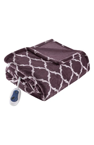 Beautyrest Heated Oversized Throw Blanket In Purple