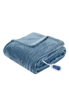 Beautyrest Heated Oversized Throw Blanket In Sapphire Blue