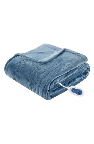 Beautyrest Heated Oversized Throw Blanket In Sapphire Blue