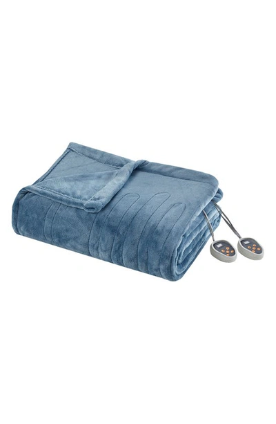 Beautyrest Plush Heated Blanket, Twin In Sapphire Blue