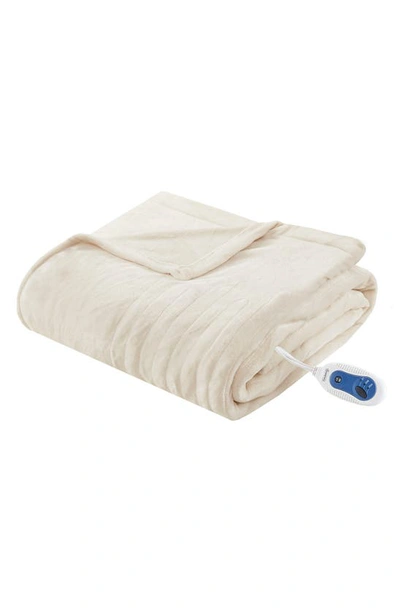 Beautyrest Heated Oversized Throw Blanket In Ivory