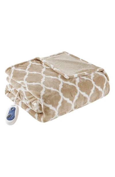 Beautyrest Heated Oversized Throw Blanket In Tan