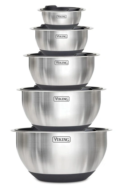 Viking Stainless Steel Bowls & Lids In Black