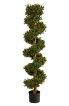 Nearly Natural 5' Artificial Boxwood Topiary Spiral Tree In Green