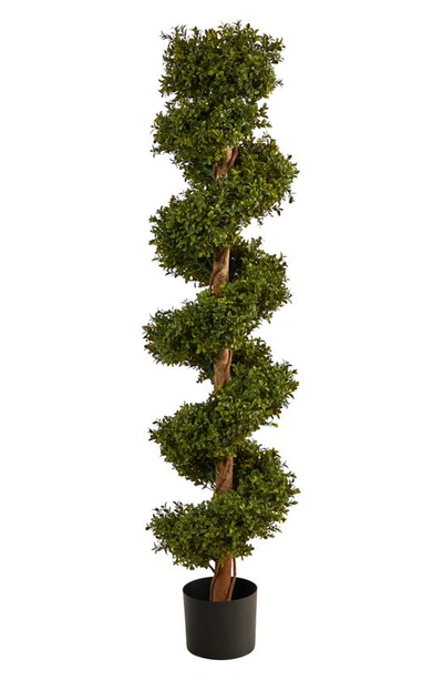 Nearly Natural 5' Artificial Boxwood Topiary Spiral Tree In Green