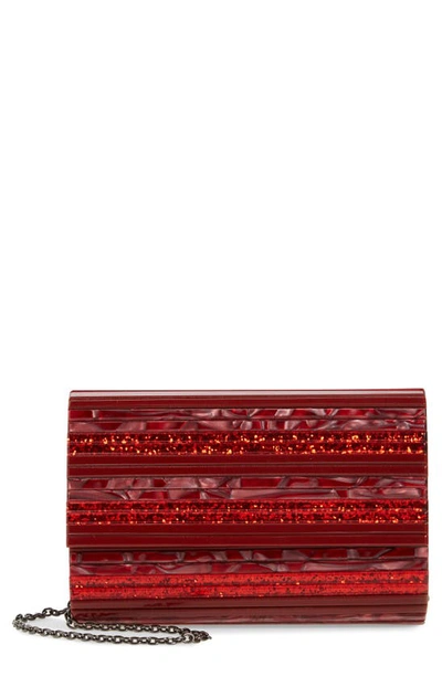 Kurt Geiger Stripe Envelope Clutch In Red